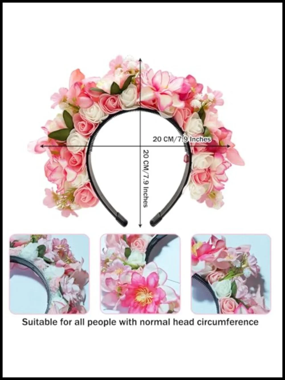 Double Sided Floral Flower Crown Hairband for Day of the Dead Cosplay Party